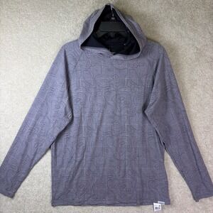 Habit Performance Hoodie Men Medium Elevation Black Gray Topographic PH10300 NEW